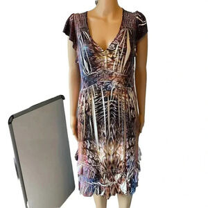 STYLE & CO WOMENS M MIDI DRESS RHINESTONES MULTI COLOR FAIRY STRETCH COMFORTABLE